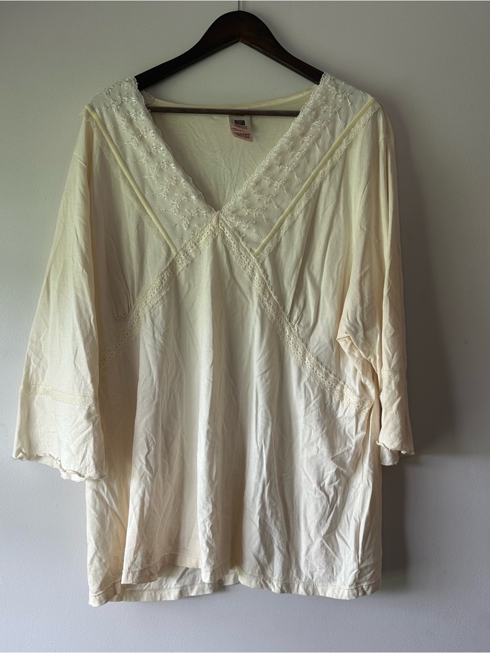 Vintage Faded Glory Off White 3/4 Sleeve Top 26/28W